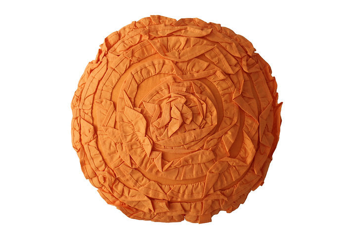 Ruffle Round Cushion Cover - Orange