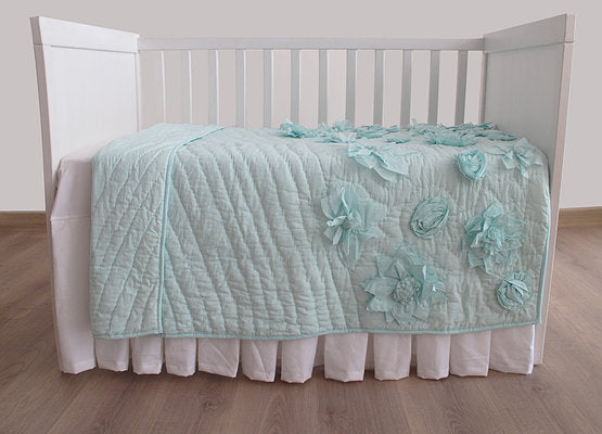 Flower Cot Quilt - Aqua