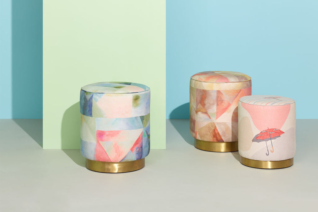 Murano Large Upholstered Pouf - Shades Of Pink