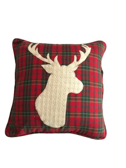 Reindeer Plaid Cushion Cover