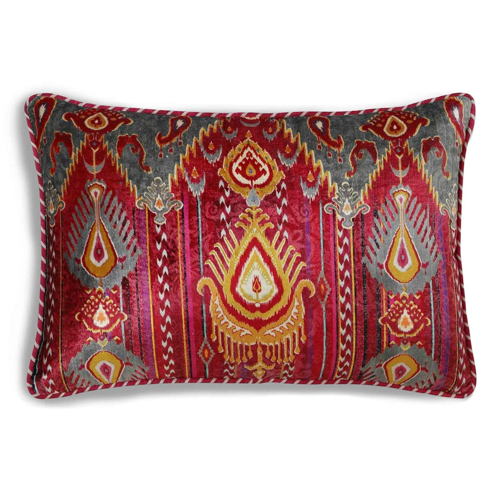 Fergana Ikat Cushion Cover Slim- Ruby