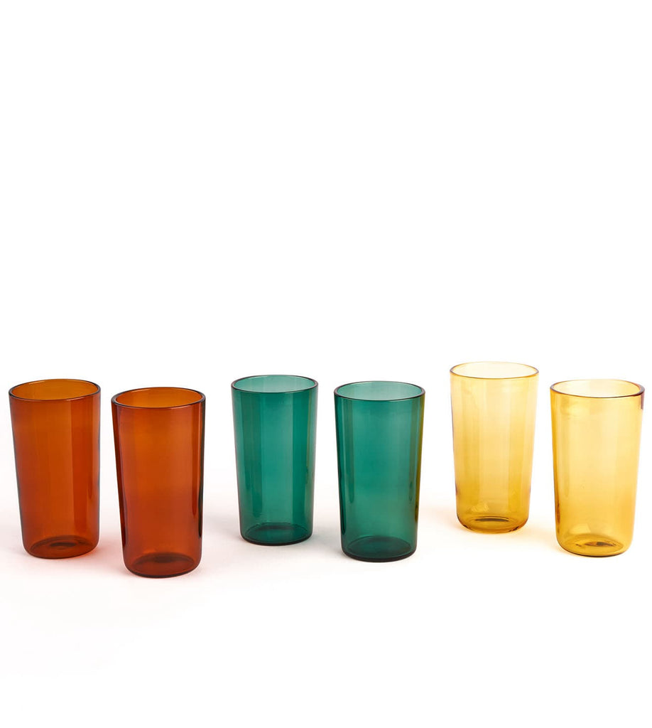 Juliette Glasses - Amber Teal Yellow (Set of 6)