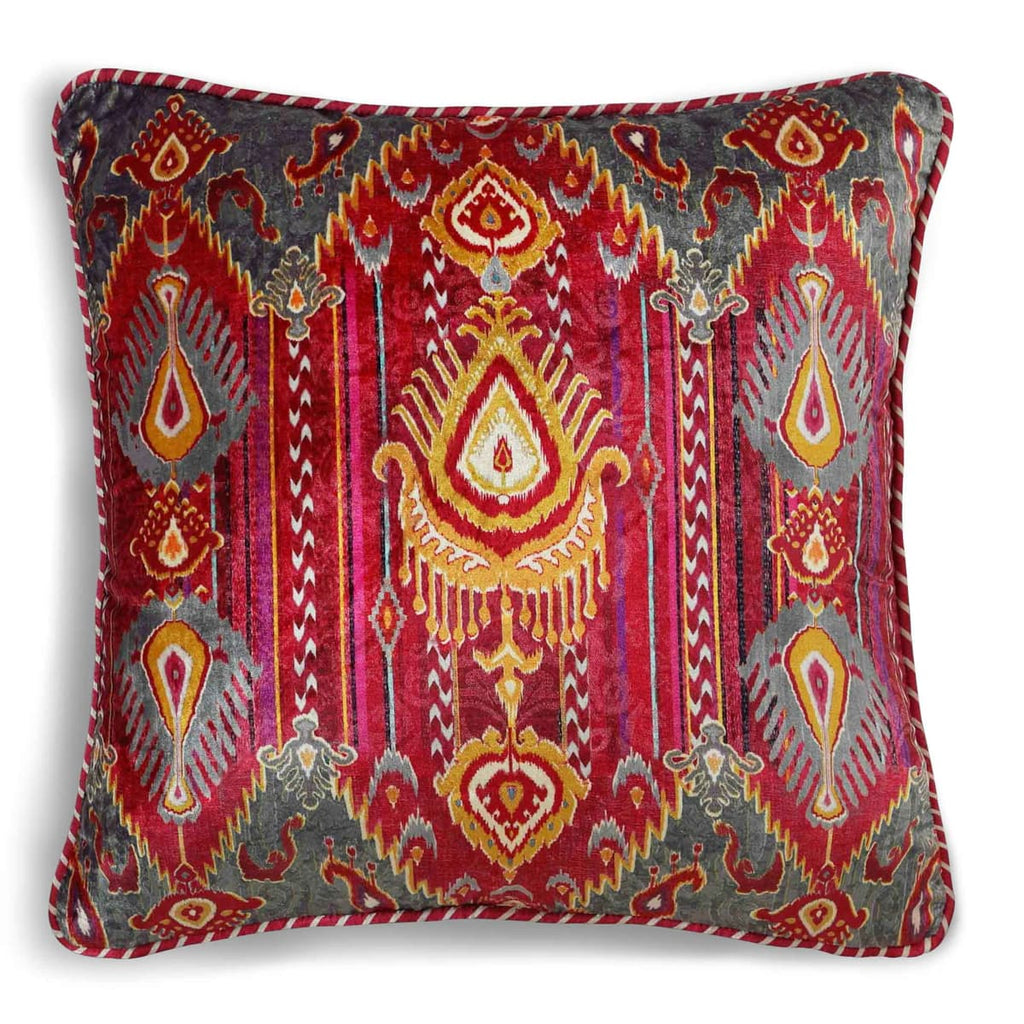 Fergana Ikat Cushion Cover - Ruby