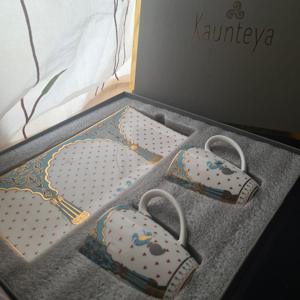 Gift Set – Dasara Cookie Plate And 2 Coffee Mugs