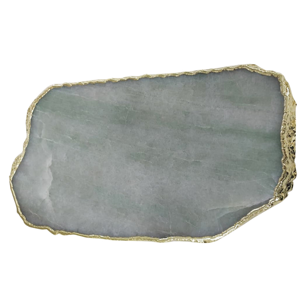 Green Aventurine Cheese Board with Gold Edges