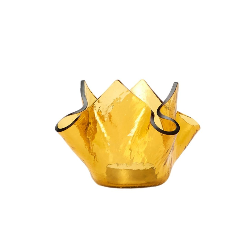 Crumpled Yellow Glass Votive