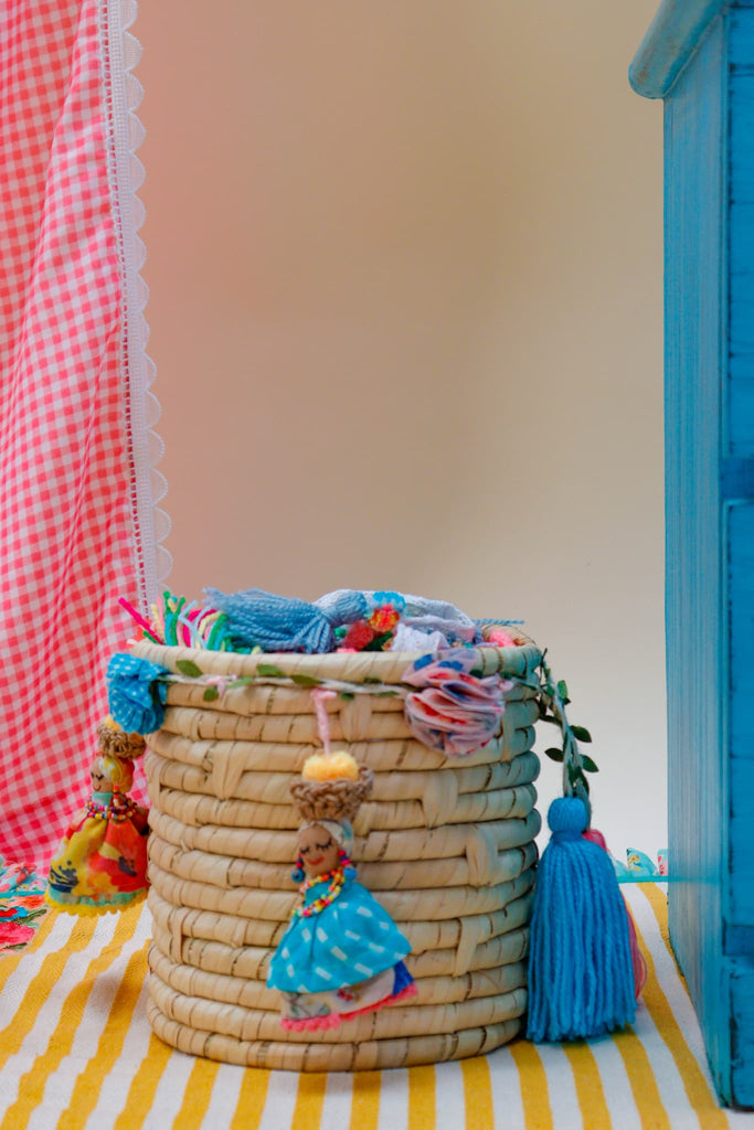 Palenquera doll bamboo Planter cum Storage Basket
