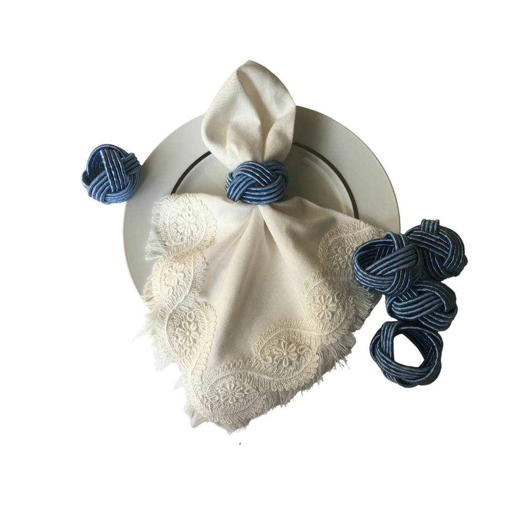 Rope Knot Napkin Rings - Blue (Set Of 6)