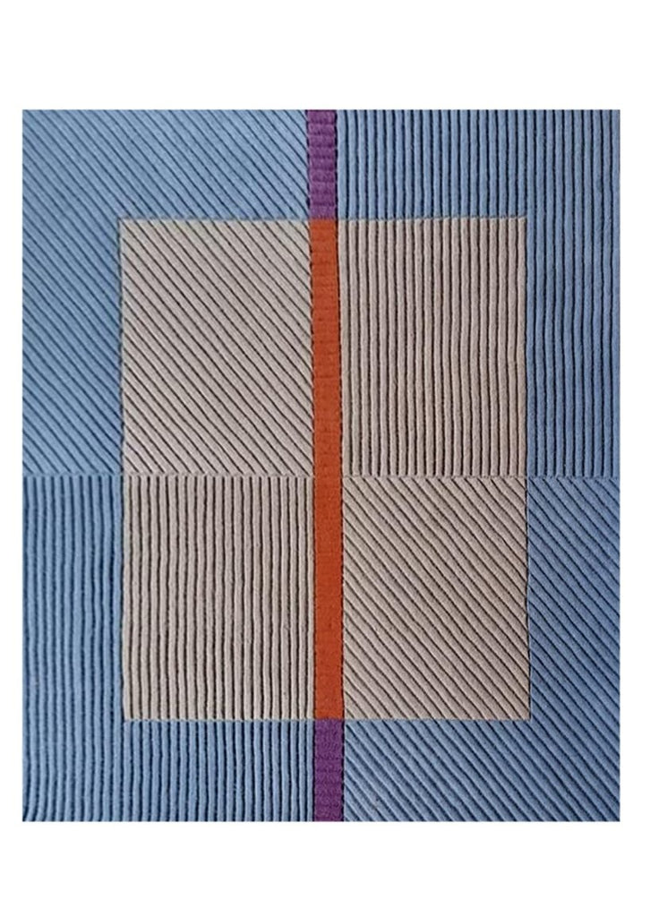 Blue And Grey Stripes Hand Tufted Rug