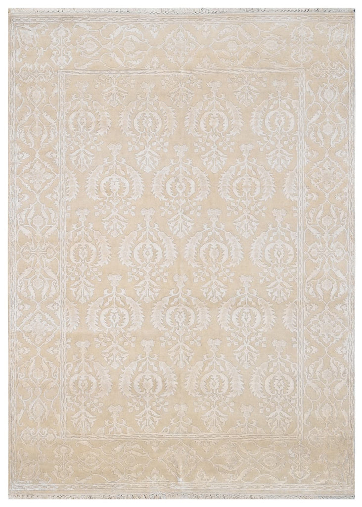 Beige & Beige Hand Knotted Rug