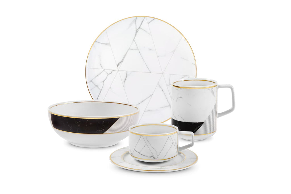 Set Of 4 Tea Cup & Saucer Carrara