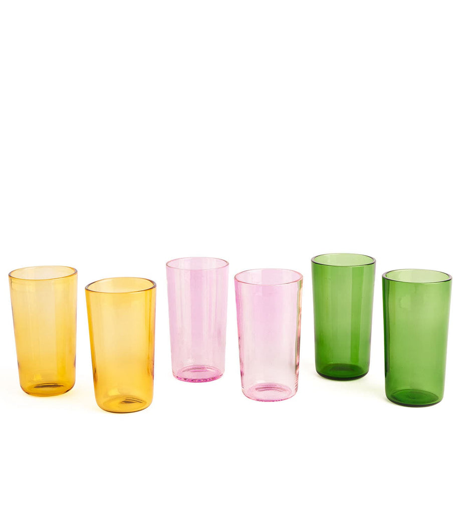 Juliette Glasses - Green Yellow Pink (Set of 6)