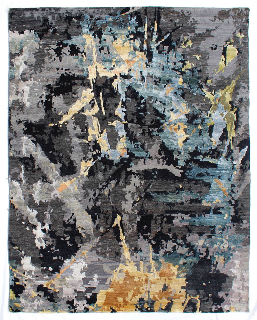 Charcoal & Silver Hand Knotted Rug