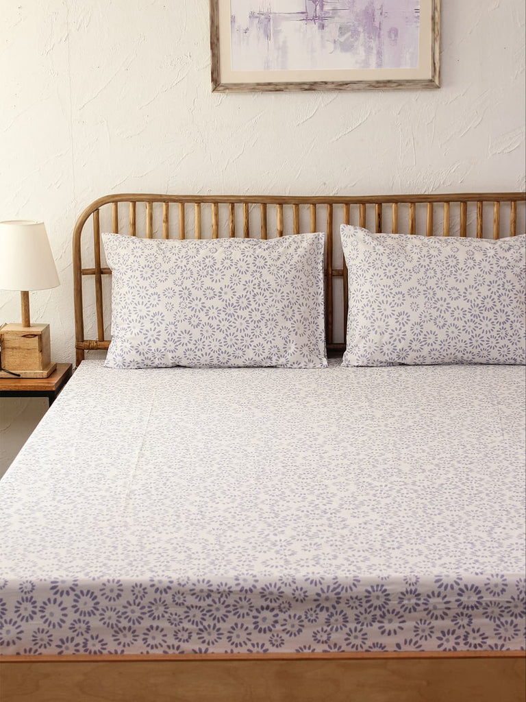 Suryamukhi 100% Cotton  Single Bedsheet - Purple