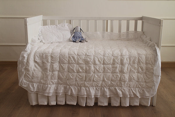 Pintuck Frill Cot Quilt - White
