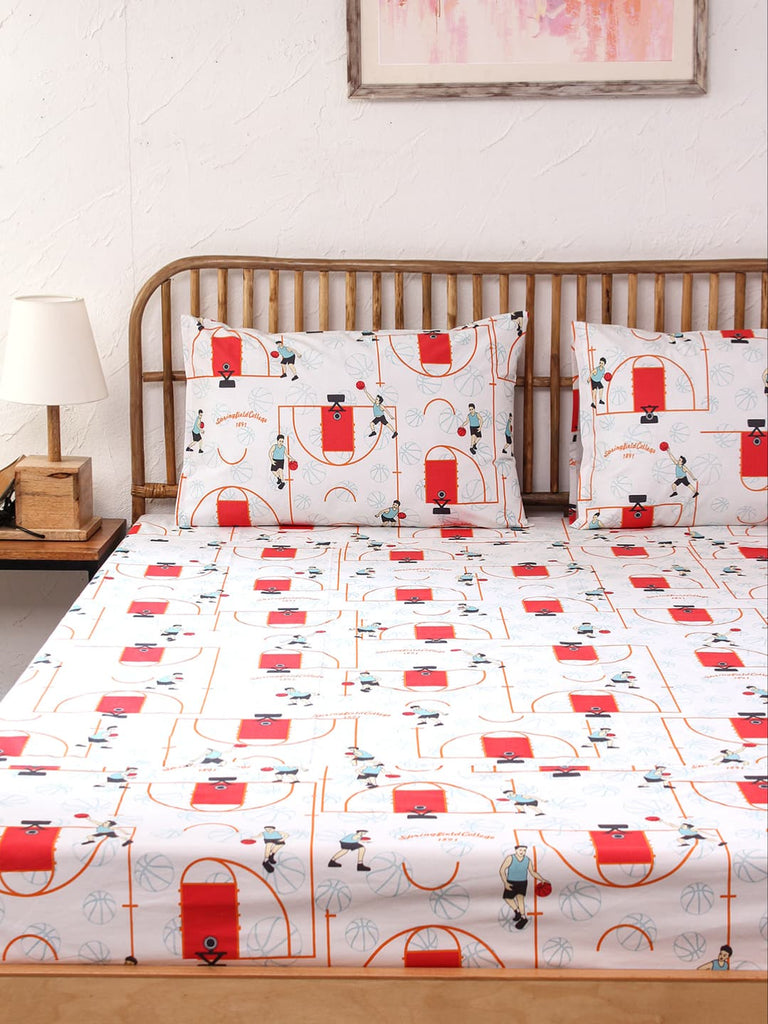 Krida 100% Cotton  Single Bedsheet - Red