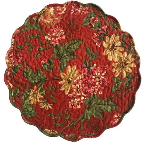 Red Floral Round Placemats (Set Of 4)