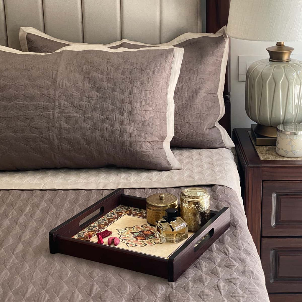 Beige & Khaki Chrysler Bedspread