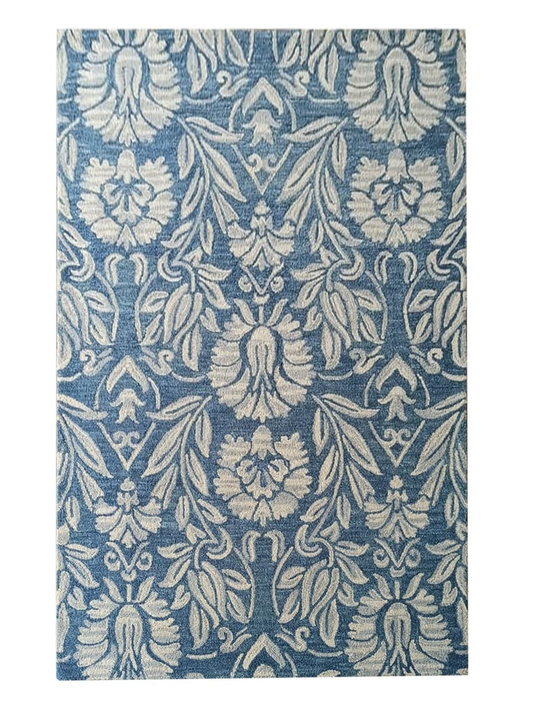 Blue Floral Hand Tufted Rug