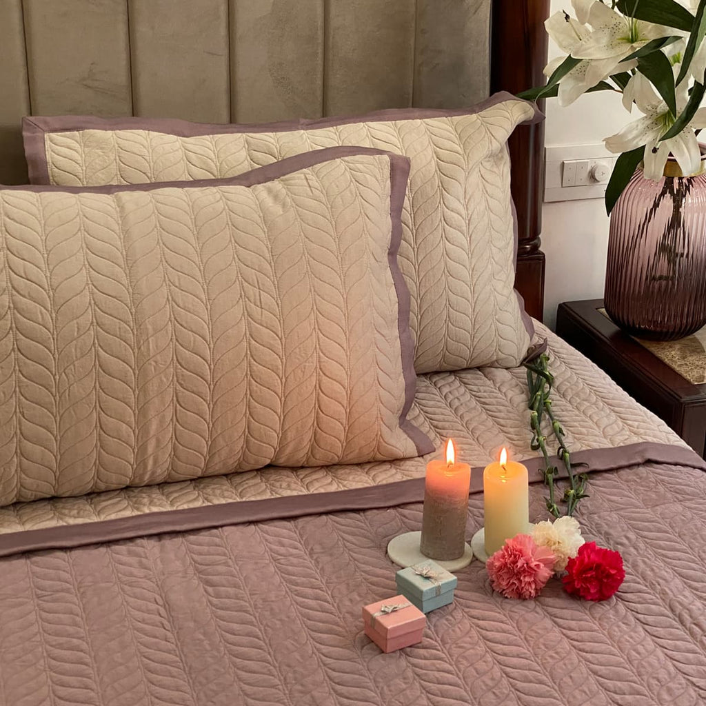 Buff & Old Rose Verdure Bedspread