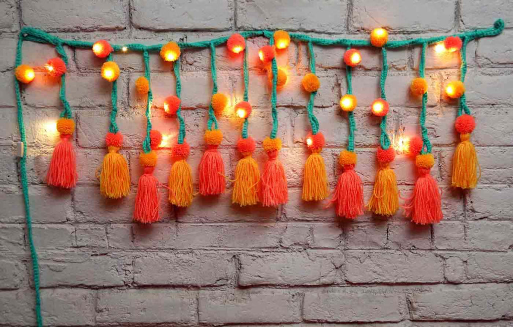 Pompom Toran With Lights