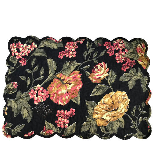 Black Floral Rectangular Placemat (Set of 4)