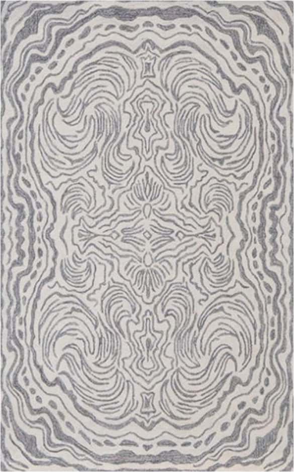 Grey And Ivory Modern Hand Tufted Rug