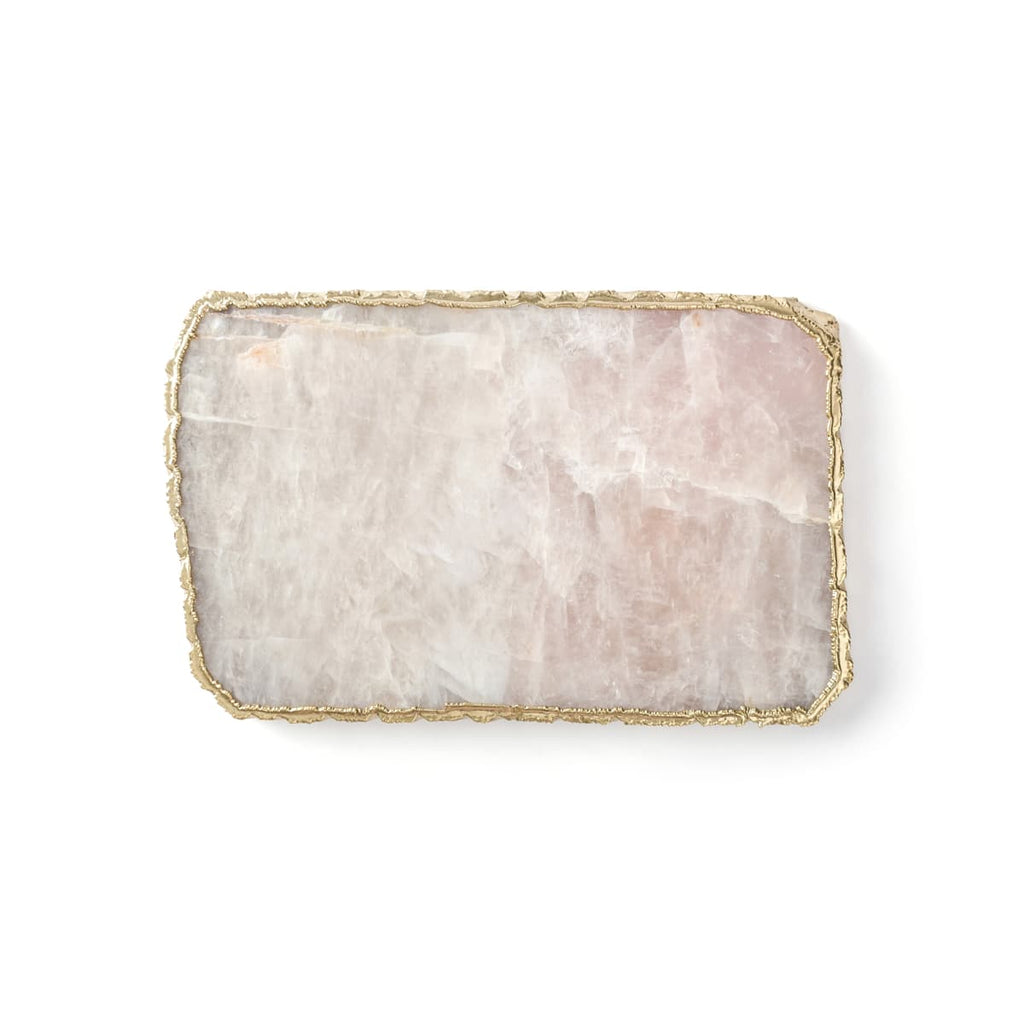 Rose Quartz Cheese Board With Gold Trim