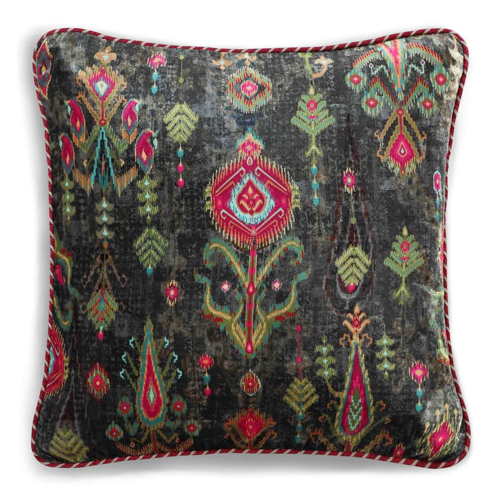 Bukhara Ikat Cushion Cover - Charcoal