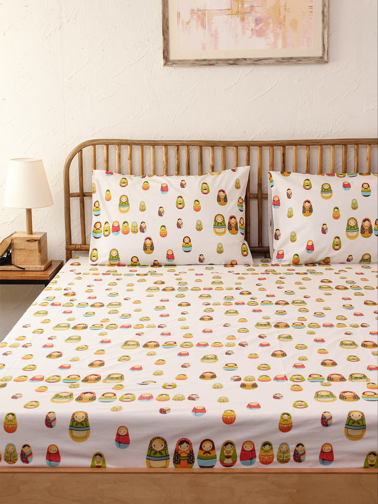Godia 100% Cotton  Single Bedsheet - Multicolour