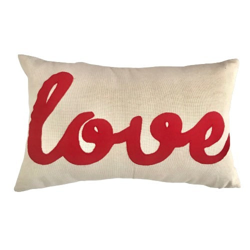 Love Applique Cushion Cover - Ivory-Red