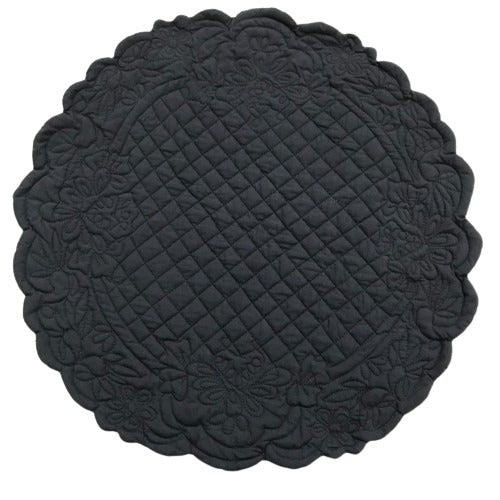 Victorian Round Placemats (Set of 4) - Steel Blue