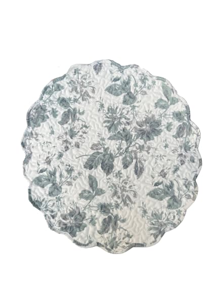 Fleur De Leaf Quilted Round Placemats (Set Of 4) - Blue