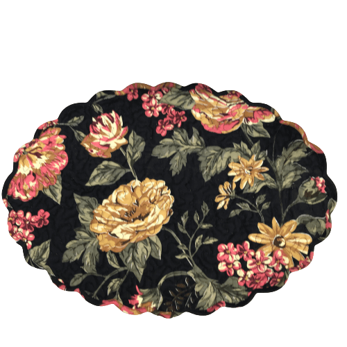 Black Floral Oval Placemat(Set of 4)