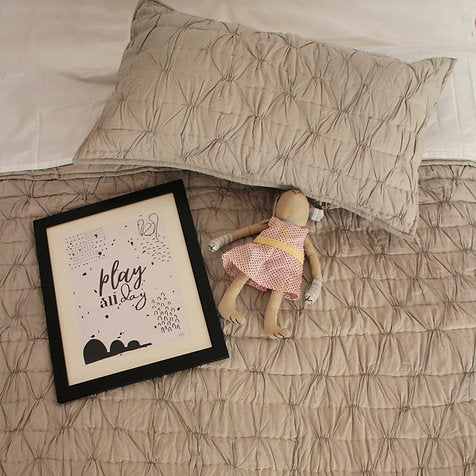 Crushed Grey Pintuck Quilt