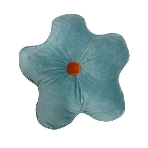 Flower Filled Velvet Pillow - Aqua