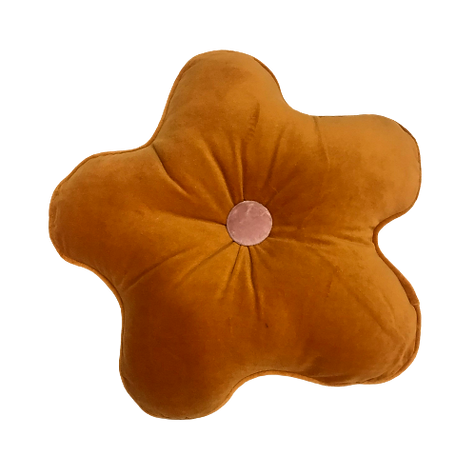 Flower Filled Velvet Pillow - Orange
