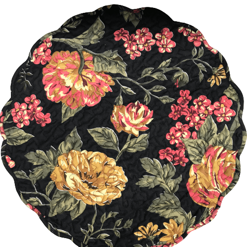 Black Floral Round Placemat (Set of 4)