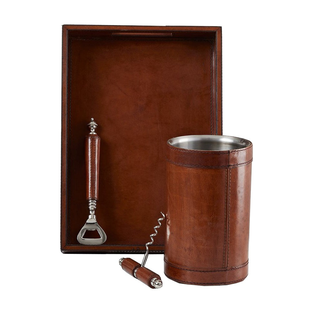 Leather Drinks Connoisseur Gift Set