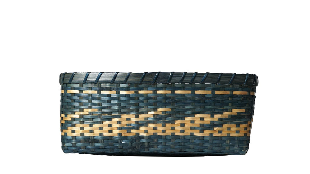 Cane Fruit Basket - Blue And Natural