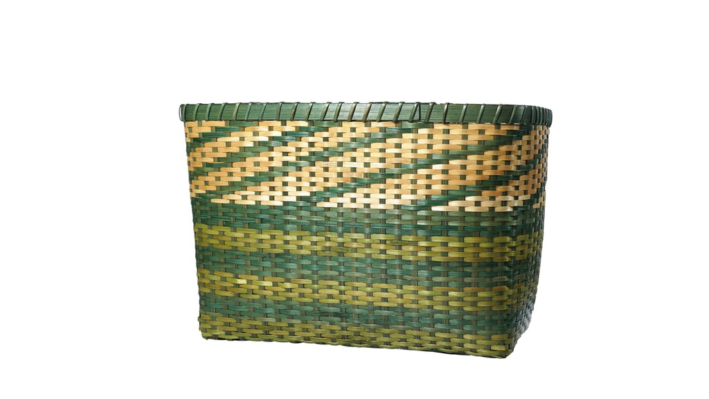 Cane Magazine Basket - Green And Natural