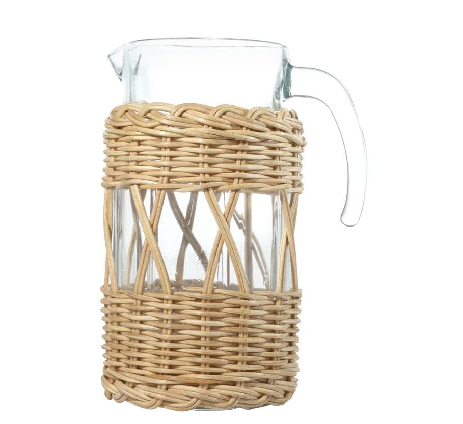 Glass/Natural Cane Jug