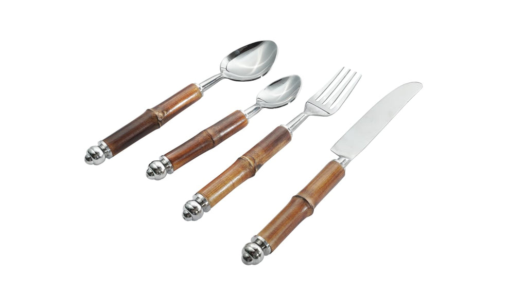 Stainless Steel cutlery With Natural Bamboo Handles