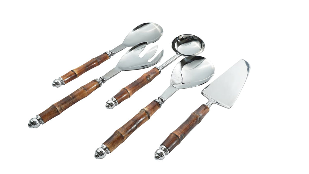 Serving spoons Stainless Steel With Natural Bamboo Handles