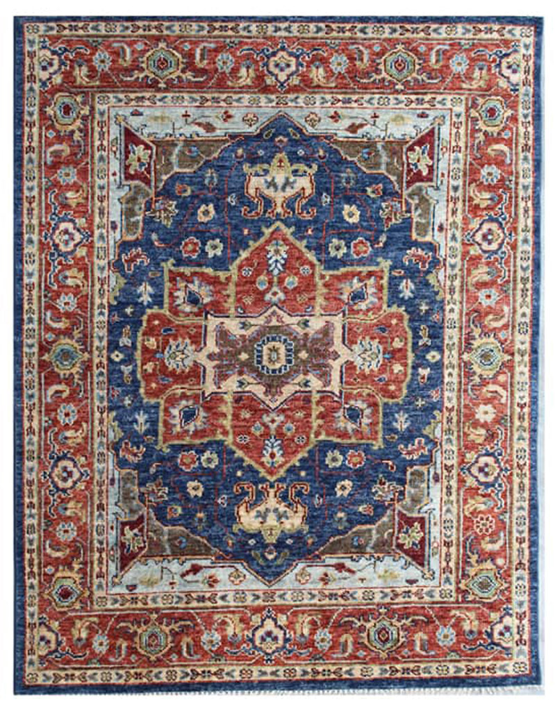 Classic Navy Rust Wool Rug