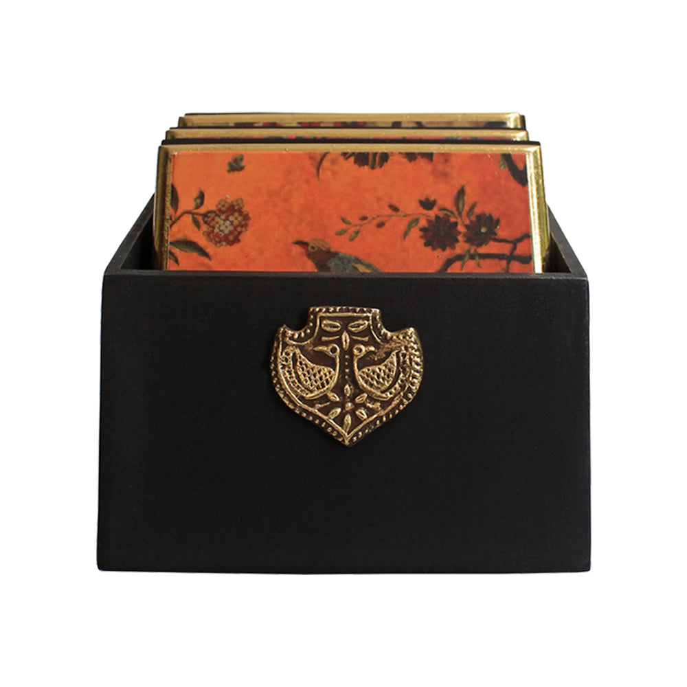 Orange Gulbagh Collection Coasters (Set of 6)