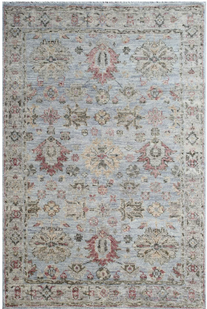 Classic Light Blue and Silver Wool Rug