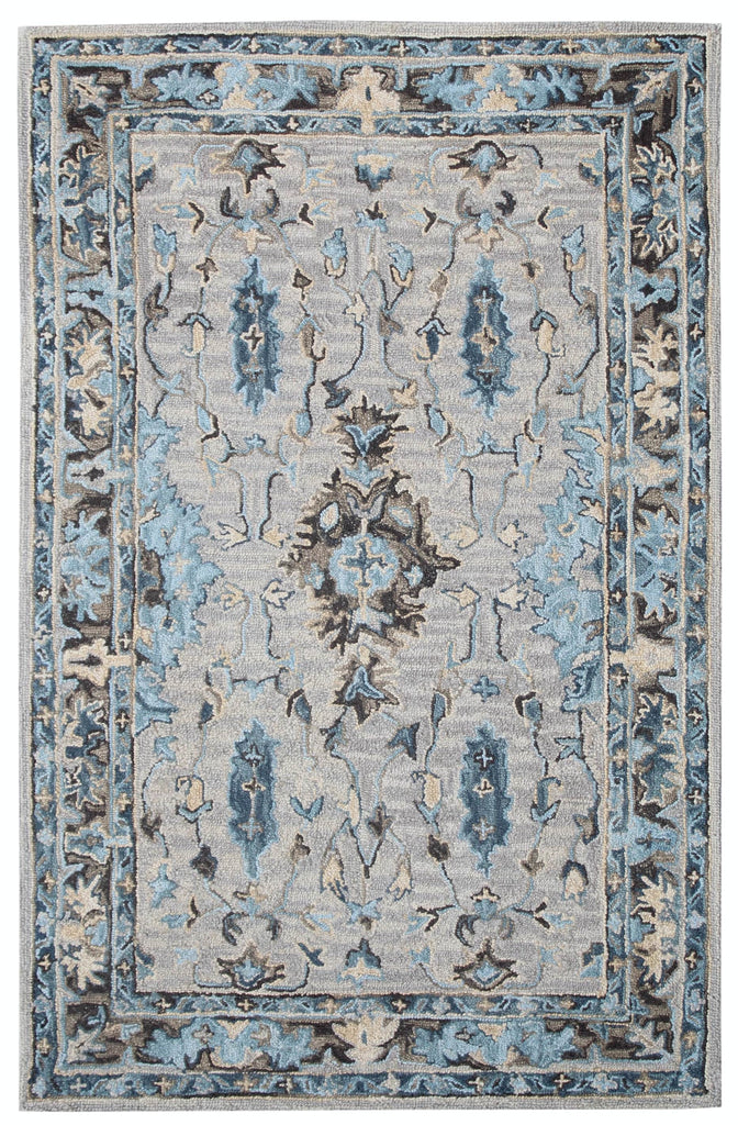 Ornate Silver and Brown Rug