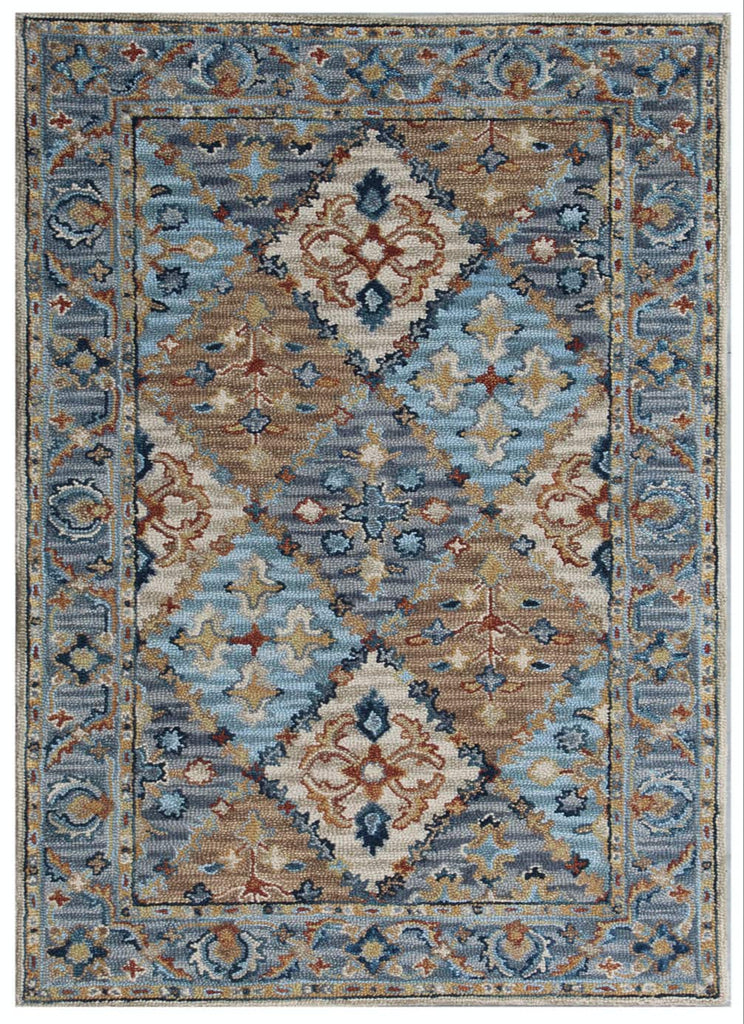 Ornate Multi Blue Wool Rug