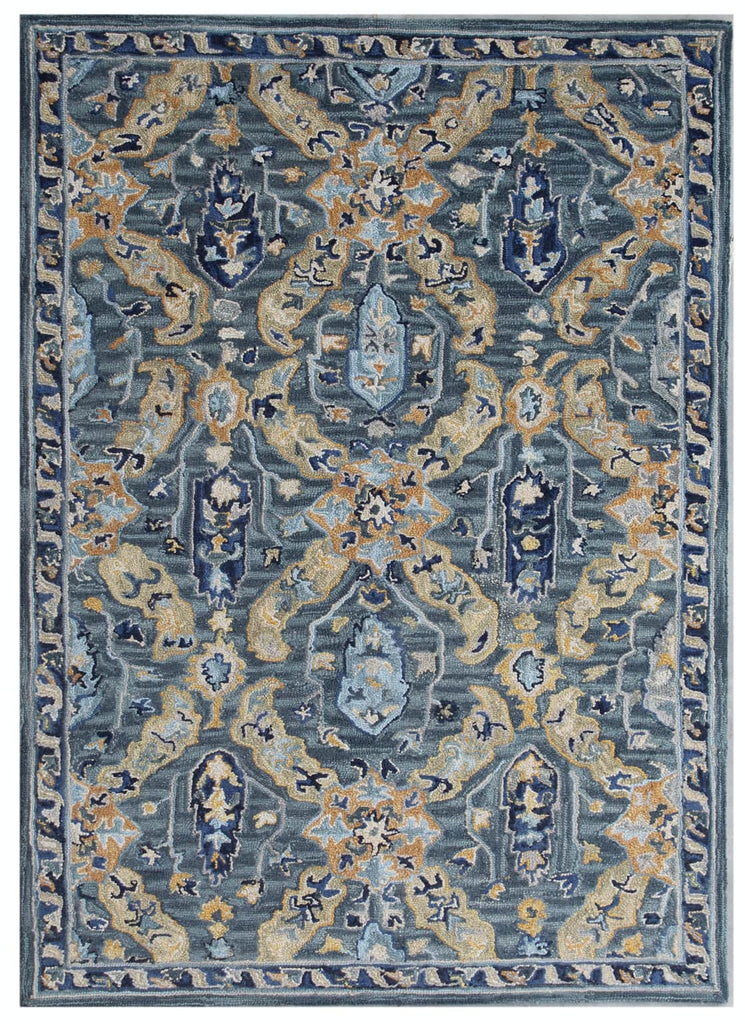 Ornate Blue Wool Rug